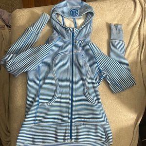 Lululemon jacket, size 6, blue and white stripes.